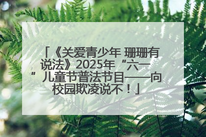 《关爱青少年 珊珊有说法》2025年“六一”儿童节普法节目——向校园欺凌说不！