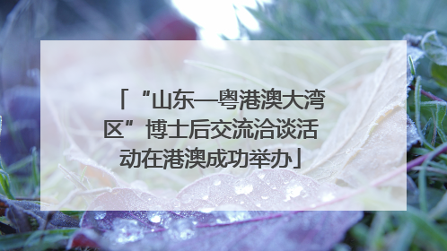 “山东—粤港澳大湾区”博士后交流洽谈活动在港澳成功举办