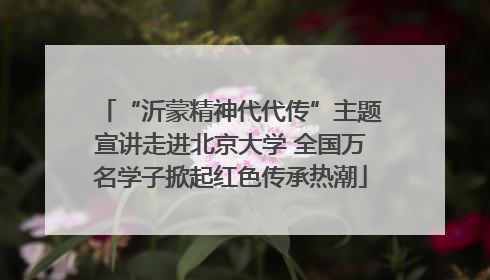 “沂蒙精神代代传”主题宣讲走进北京大学 全国万名学子掀起红色传承热潮