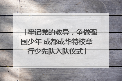 牢记党的教导，争做强国少年 成都成华特校举行少先队入队仪式