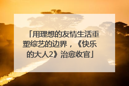 用理想的友情生活重塑综艺的边界，《快乐的大人2》治愈收官