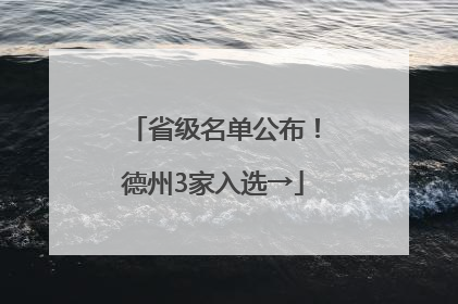 省级名单公布！德州3家入选→