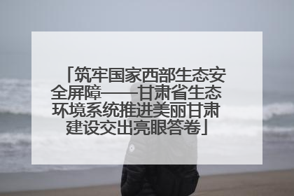 筑牢国家西部生态安全屏障——甘肃省生态环境系统推进美丽甘肃建设交出亮眼答卷
