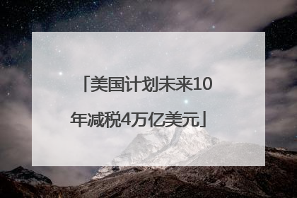 美国计划未来10年减税4万亿美元