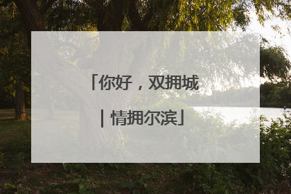你好，双拥城｜情拥尔滨