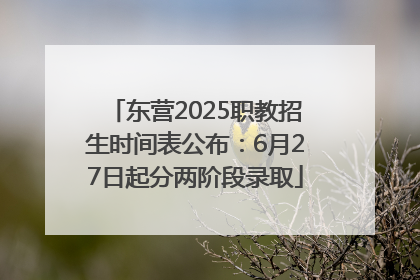 东营2025职教招生时间表公布：6月27日起分两阶段录取