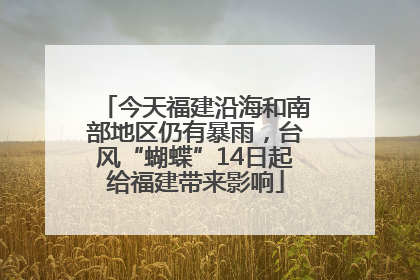 今天福建沿海和南部地区仍有暴雨，台风“蝴蝶”14日起给福建带来影响