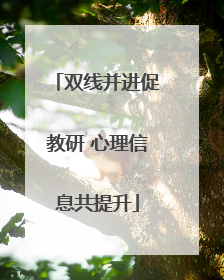双线并进促教研 心理信息共提升