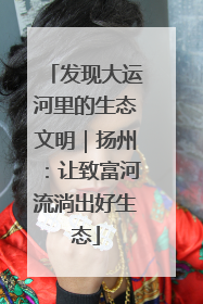 发现大运河里的生态文明｜扬州：让致富河流淌出好生态
