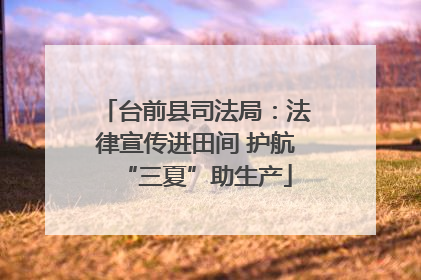 台前县司法局：法律宣传进田间 护航“三夏”助生产
