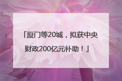 厦门等20城，拟获中央财政200亿元补助！