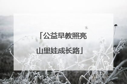 公益早教照亮山里娃成长路