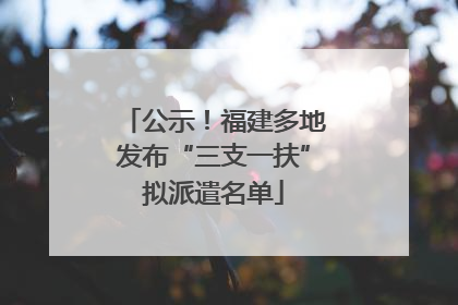 公示！福建多地发布“三支一扶”拟派遣名单