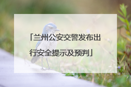 兰州公安交警发布出行安全提示及预判