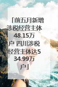 前五月新增涉税经营主体48.15万户 四川涉税经营主体达534.99万户