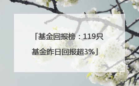 基金回报榜：119只基金昨日回报超3%