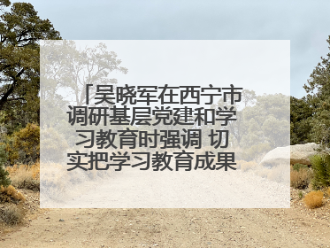吴晓军在西宁市调研基层党建和学习教育时强调 切实把学习教育成果转化为惠民实效