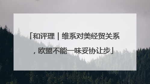 和评理｜维系对美经贸关系，欧盟不能一味妥协让步