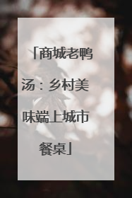 商城老鸭汤：乡村美味端上城市餐桌