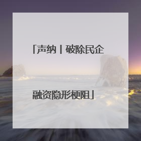 声纳丨破除民企融资隐形梗阻