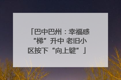 巴中巴州：幸福感“梯”升中 老旧小区按下“向上键”