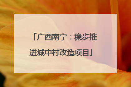 广西南宁：稳步推进城中村改造项目