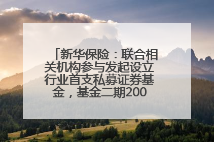 新华保险：联合相关机构参与发起设立行业首支私募证券基金，基金二期200亿元已募集完毕