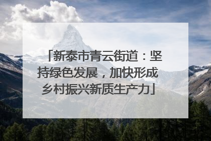 新泰市青云街道：坚持绿色发展，加快形成乡村振兴新质生产力