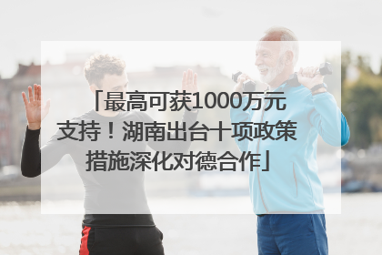 最高可获1000万元支持！湖南出台十项政策措施深化对德合作