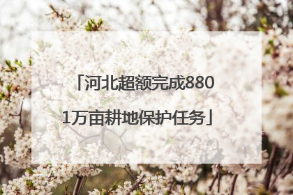 河北超额完成8801万亩耕地保护任务