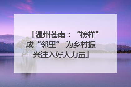温州苍南：“榜样”成“邻里” 为乡村振兴注入好人力量