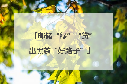 邮储“绿”“贷”出黑茶“好路子”