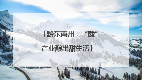 黔东南州：“酸”产业酿出甜生活
