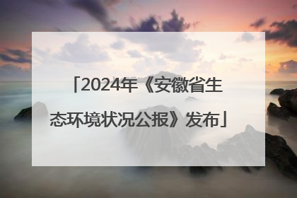 2024年《安徽省生态环境状况公报》发布