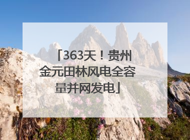 363天！贵州金元田林风电全容量并网发电